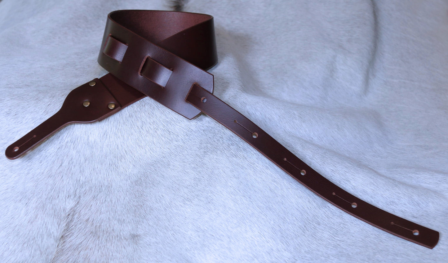 Buffalo Leather Guitar Strap Medium Brown 2.5 Inches Wide