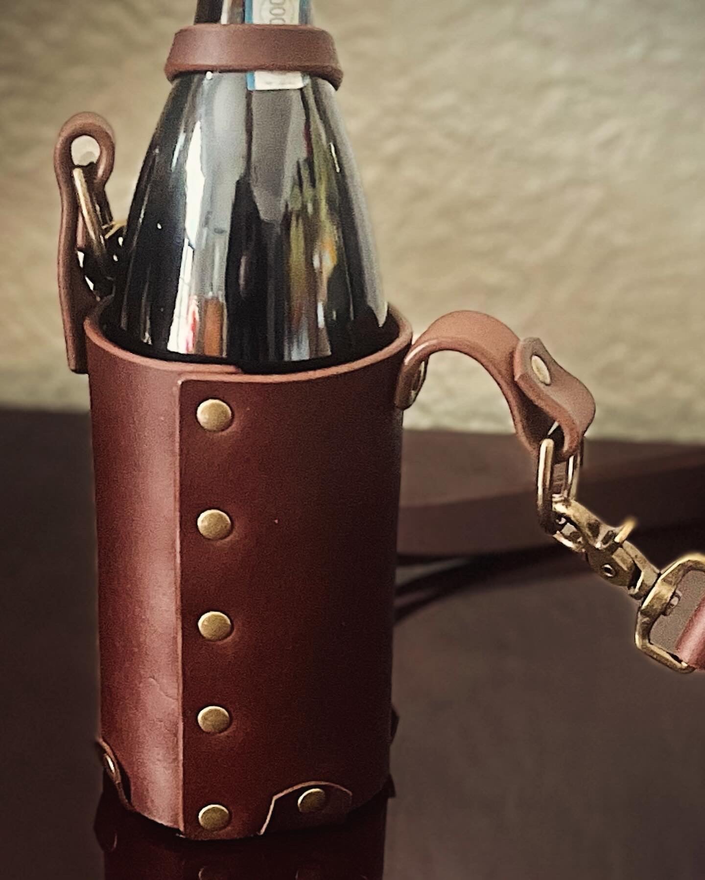 Leather Wine Tote Brown Buffalo Leather